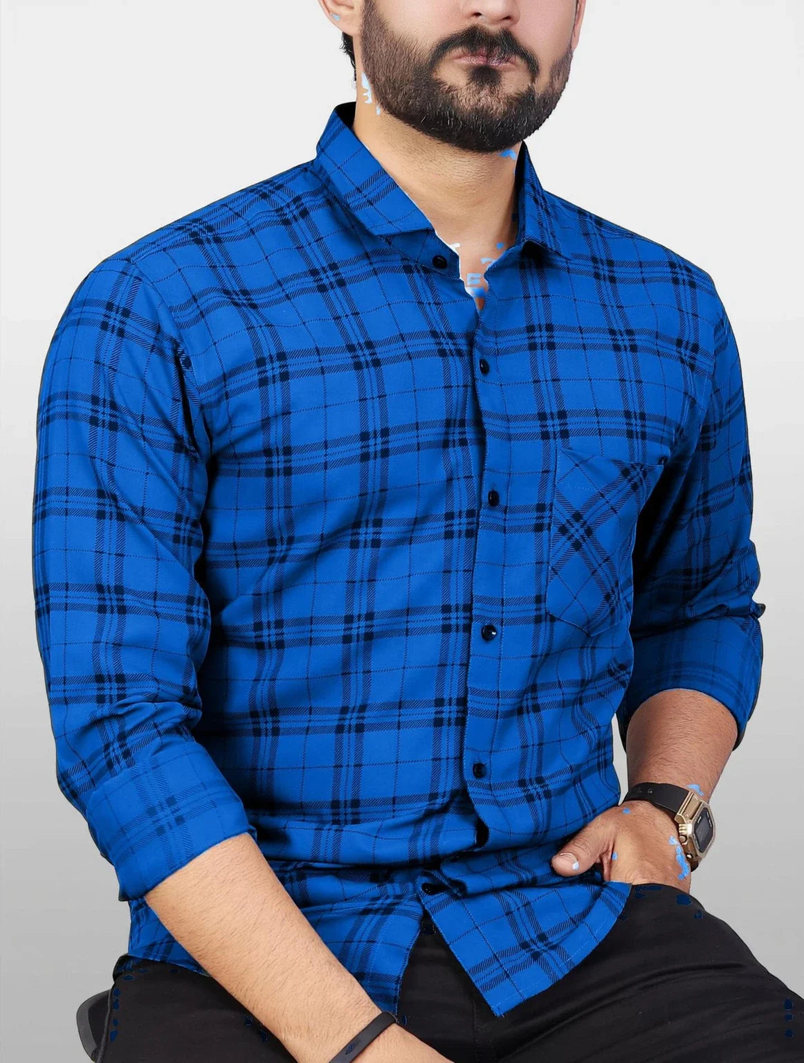 HKV FASHION Men Regular Fit Checkered Spread Collar Casual Shirt